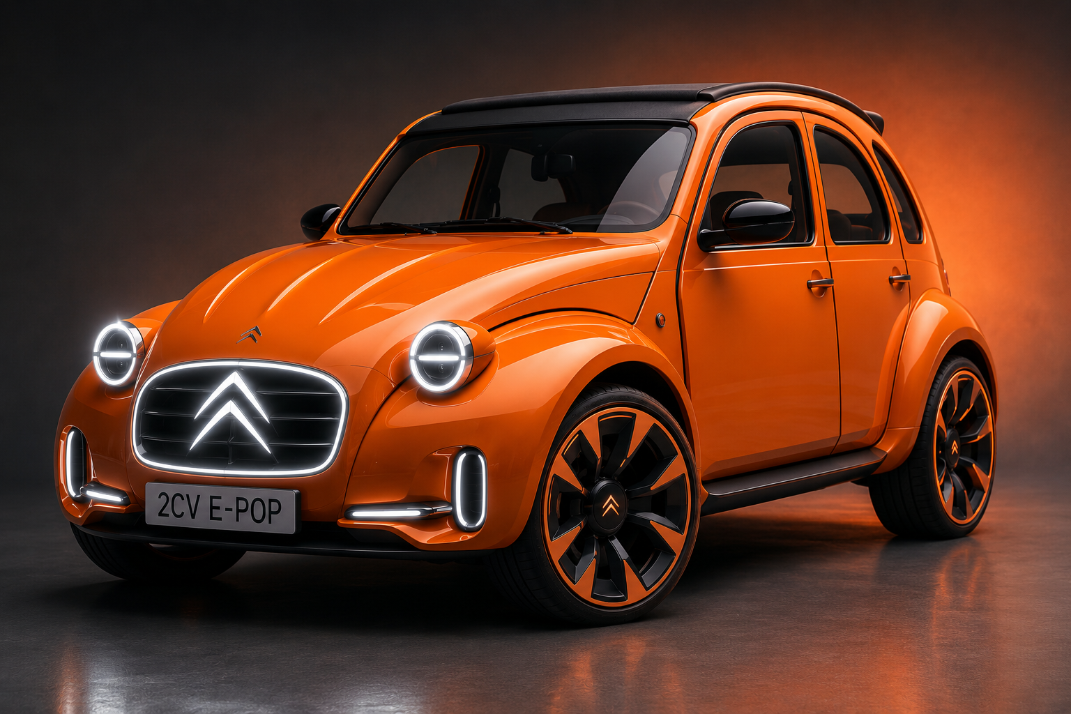 Studio render of 2CV E-POP front three-quarter